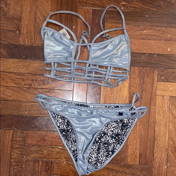 silver bathing suit top